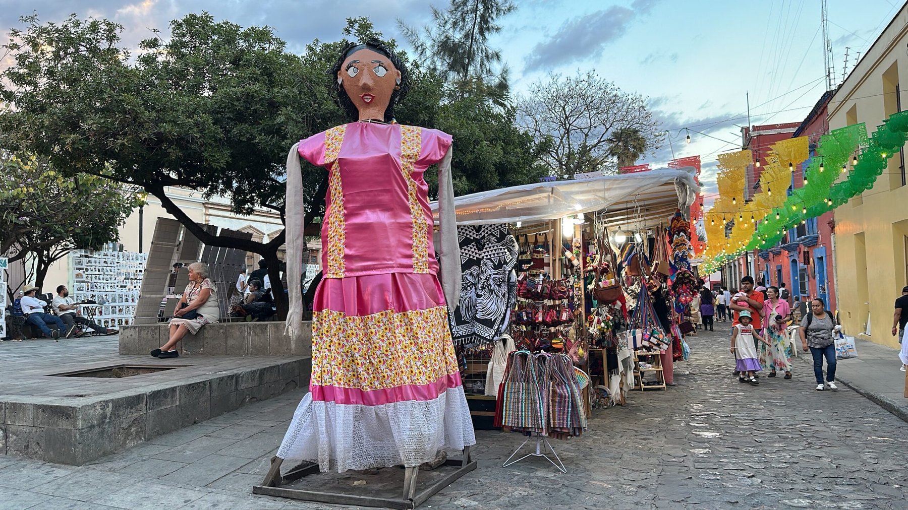 Oaxacan monas de calenda on a village street
